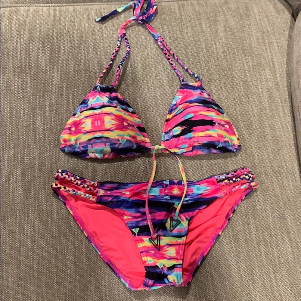 Rainbow 🌈 neon braided bikini set 👙